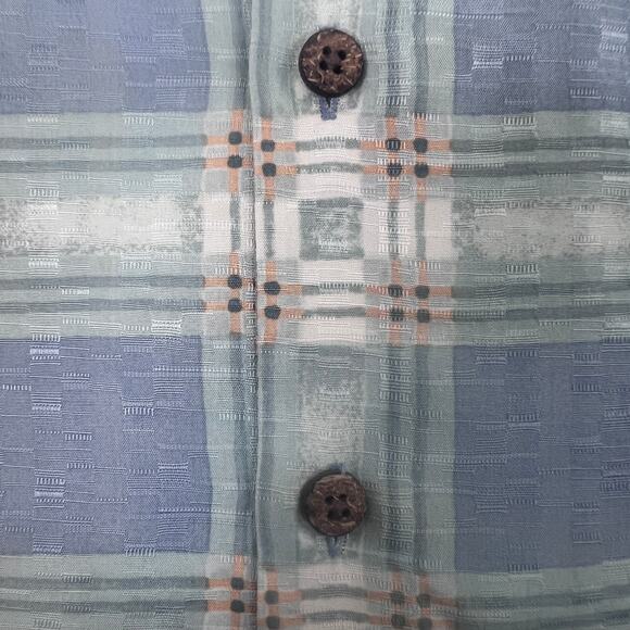 Tommy Bahama Checkered Silk Shirt Size M Green Short Sleeve Button Up Casual - Picture 9 of 9